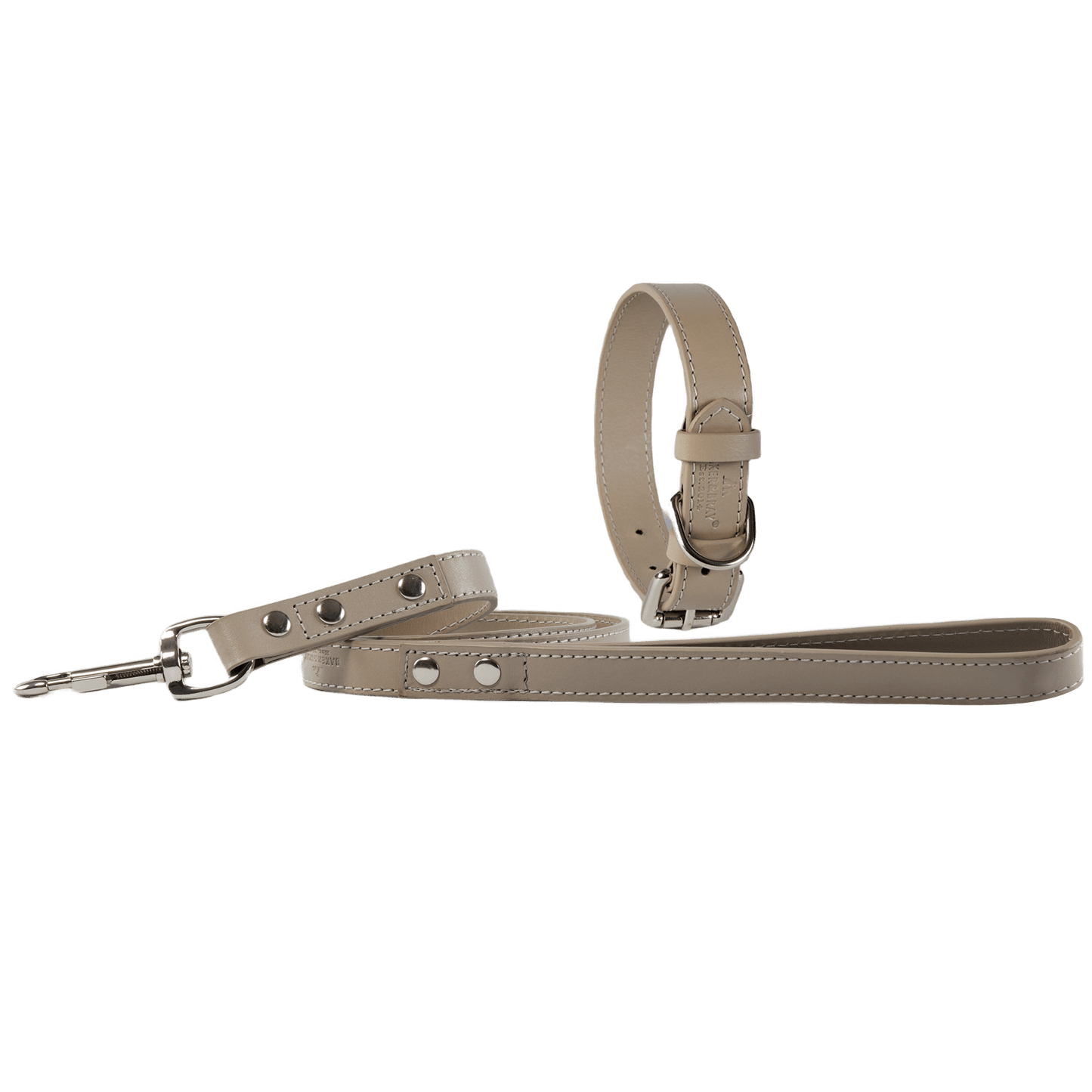 Baker & Bray Sustainable Leather Dog Collar & Lead Set | Ash