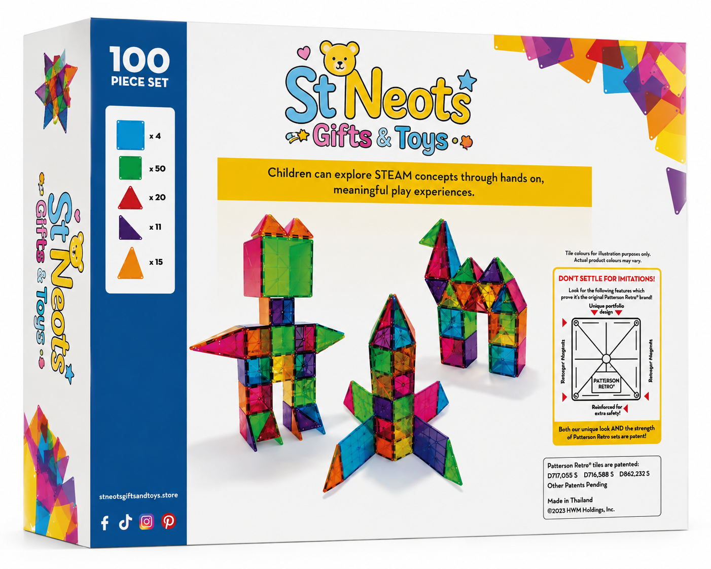 100 Piece Magnetic Building Tiles Set