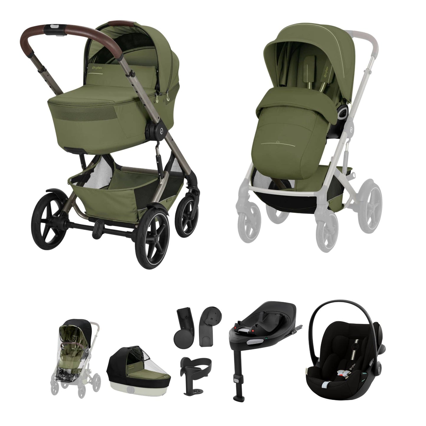 Cybex Talos S Lux (Cloud G3 Plus) Ultimate Travel System - Taupe/Moss Green (2026)