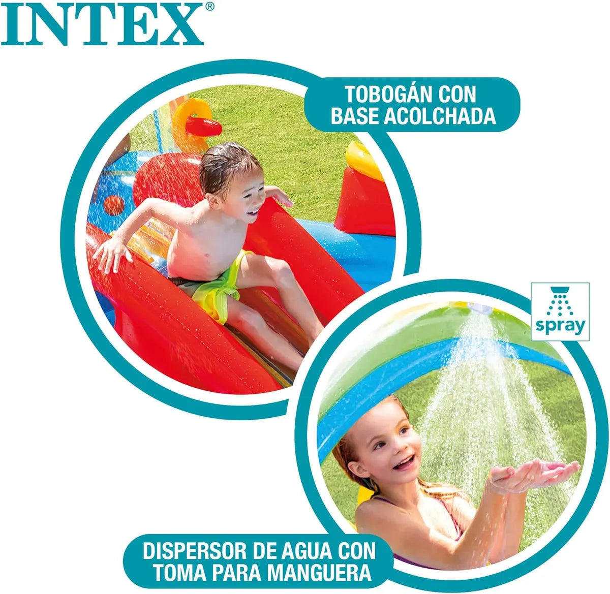 Intex 57453 Rainbow Inflatable Family Pool 9.9ft x 6.4ft x 4.5ft