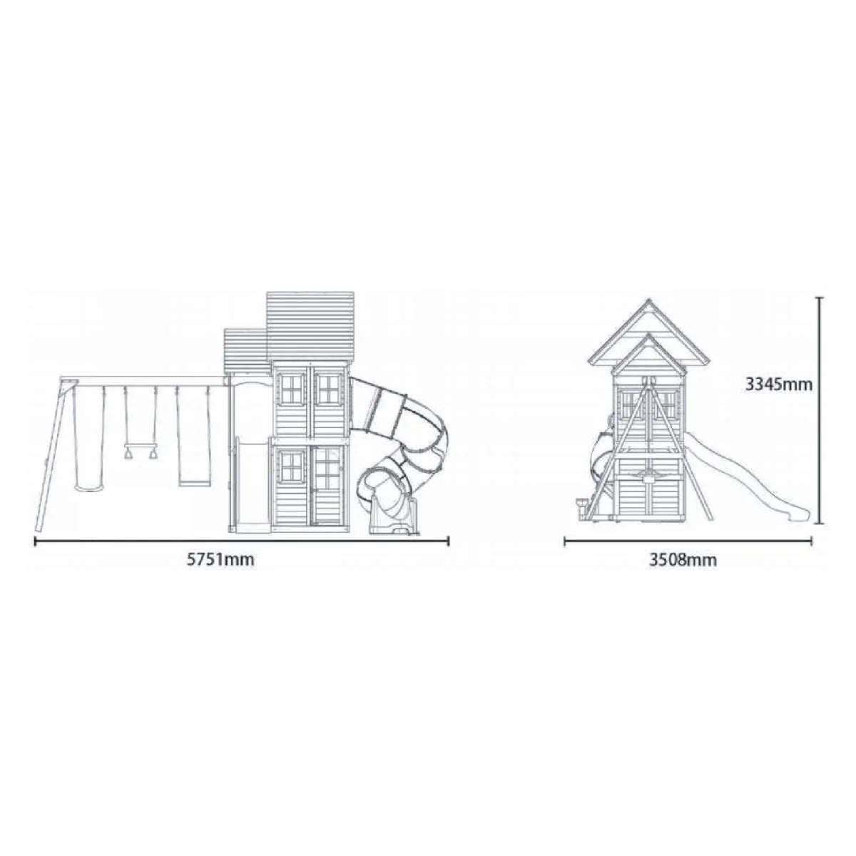 Rebo Wildwood Warren Tower Playhouse with Triple Swing & Dual Slides