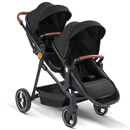 Foldable Twin Baby Stroller – Lightweight Double Seat Pushchair for Travel