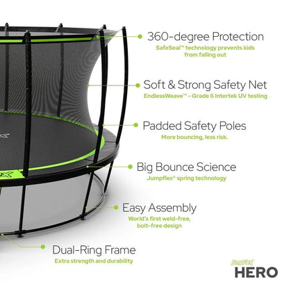 Jumpflex HERO Outdoor Garden Trampoline with Safety Enclosure