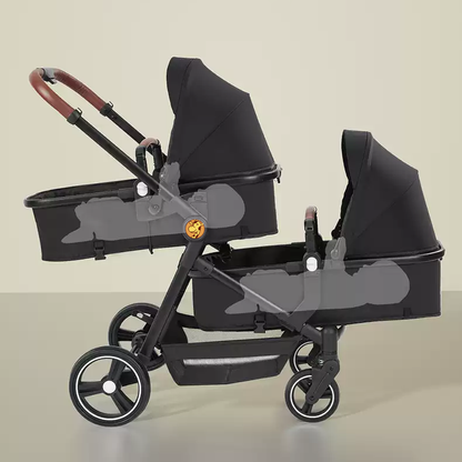 Foldable Twin Baby Stroller – Lightweight Double Seat Pushchair for Travel