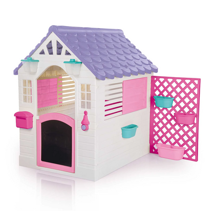 Dolu Playhouse with Fence, Water Slide & Activity Table - Pink