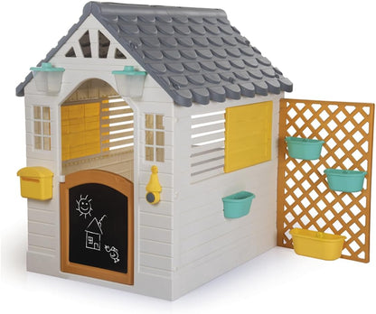 Dolu Garden Playhouse with Fence - White & Grey