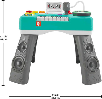 Fisher-Price 3-in-1 Interactive Learning Activity Table with Piano, Lights, Sounds & Microphone