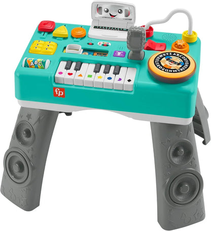 Fisher-Price 3-in-1 Interactive Learning Activity Table with Piano, Lights, Sounds & Microphone