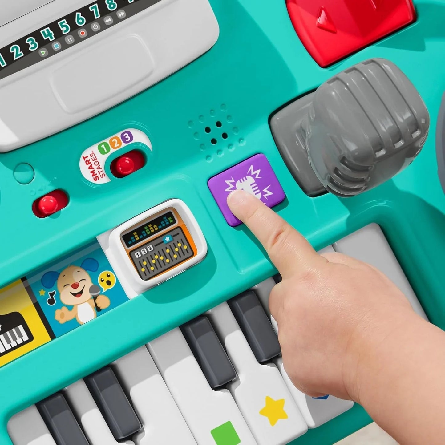 Fisher-Price Lernspaß DJ Spieltisch - Musikalisches Lernspielzeug Mit 3 Klavierspielmodi, Lichtern, Version: Englisch; Italienisch; Portugiesisch; Spanisch, HRB60