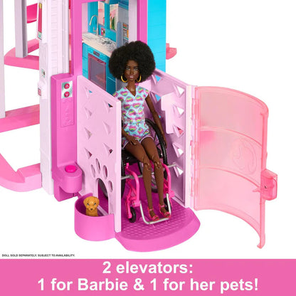 Dreamhouse 3-Storey Doll House with Pool, Slide & 10 Play Areas