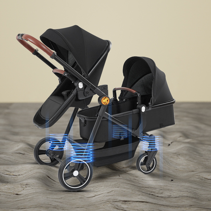 Foldable Twin Baby Stroller – Lightweight Double Seat Pushchair for Travel