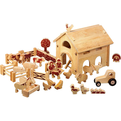 Lanka Kade Wooden Deluxe Farm Barn Playset with Natural Characters