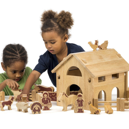 Lanka Kade Wooden Deluxe Farm Barn Playset with Natural Characters