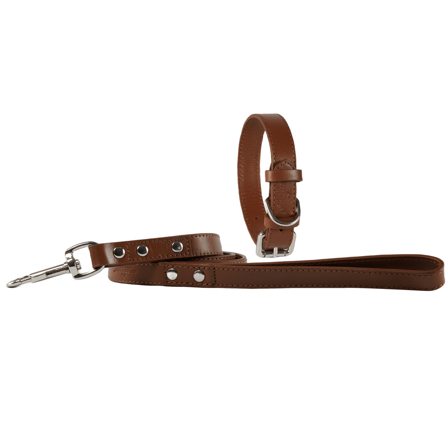 Baker & Bray Sustainable Designer Leather Dog Collar & Lead Set | Brown