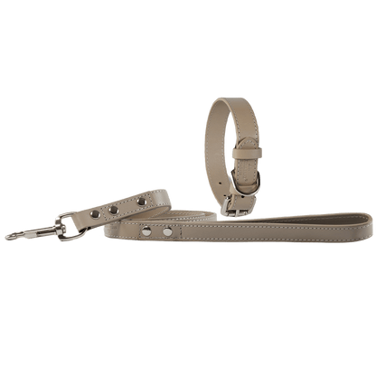 Baker & Bray Sustainable Leather Dog Collar & Lead Set | Ash