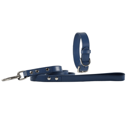 Baker & Bray Sustainable Leather Dog Collar & Lead Set | Navy