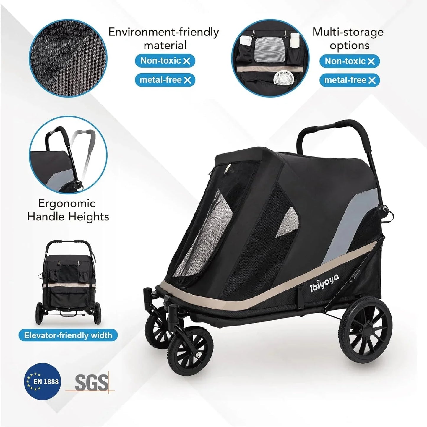 Ibiyaya Grand Cruiser Large Dog Stroller | + Included Supportive Cushion