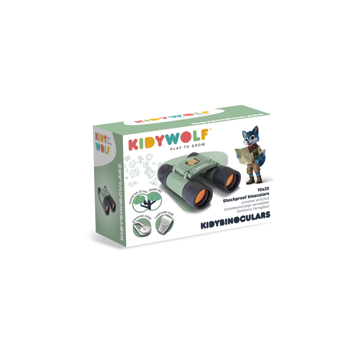 KIDYBINOCULARS Shockproof Binoculars Green