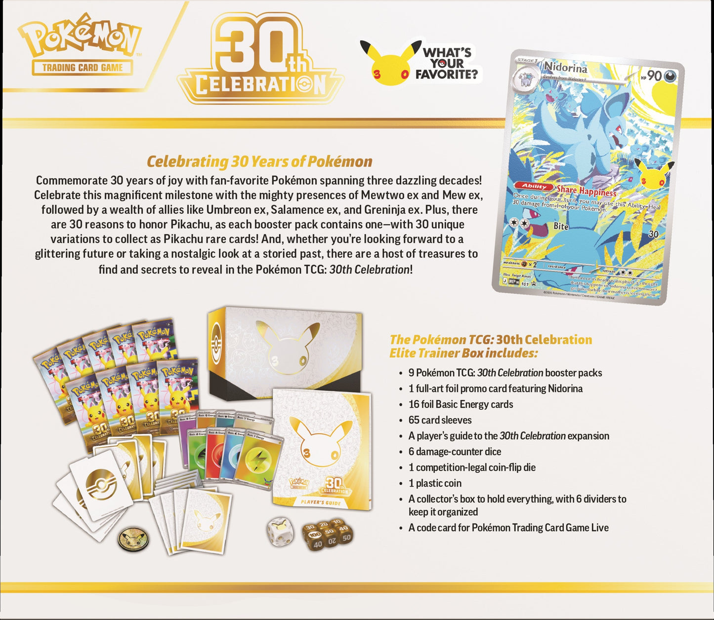 Pokémon TCG: Elite Trainer Box - 30th Celebration *** Preorder - Expected Launch Date 16/09/26 ***