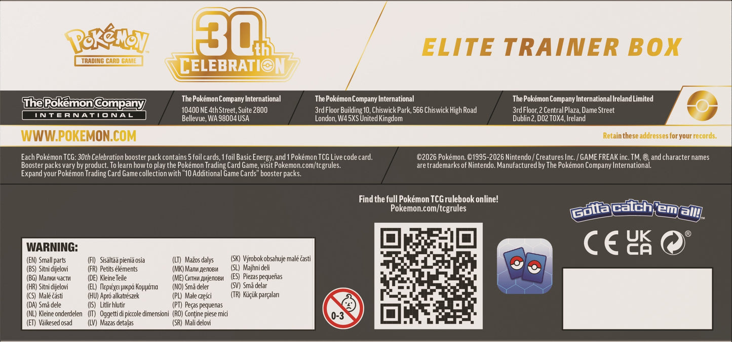 Pokémon TCG: Elite Trainer Box - 30th Celebration *** Preorder - Expected Launch Date 16/09/26 ***