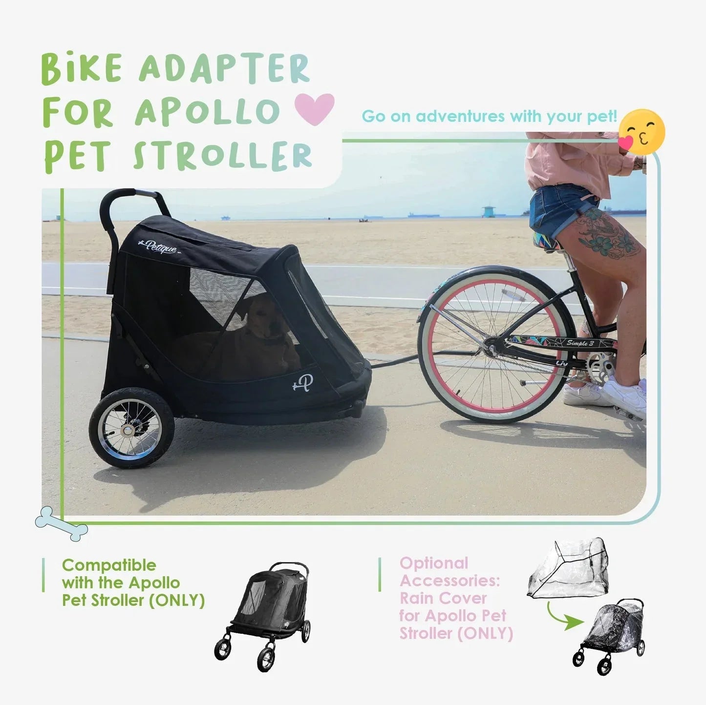 Petique Apollo Elite Pet Stroller incl. Free Rain Cover & Bike Adapter