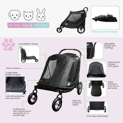 Petique Apollo Elite Pet Stroller incl. Free Rain Cover & Bike Adapter