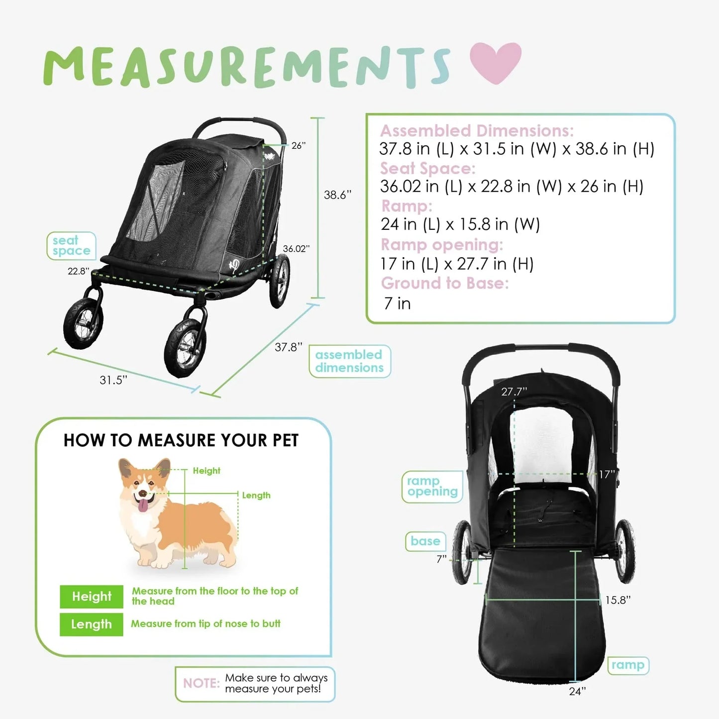 Petique Apollo Elite Pet Stroller incl. Free Rain Cover & Bike Adapter