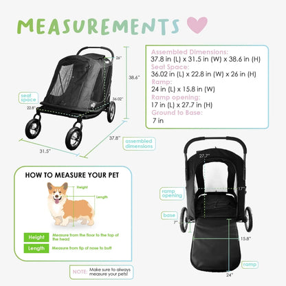 Petique Apollo Elite Pet Stroller incl. Free Rain Cover & Bike Adapter