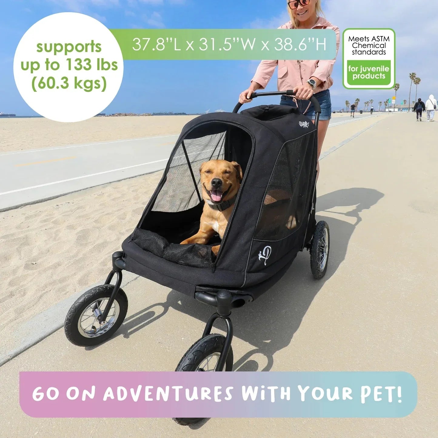 Petique Apollo Elite Pet Stroller incl. Free Rain Cover & Bike Adapter
