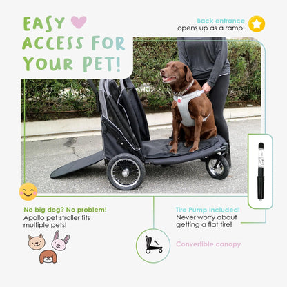 Petique Apollo Elite Pet Stroller incl. Free Rain Cover & Bike Adapter