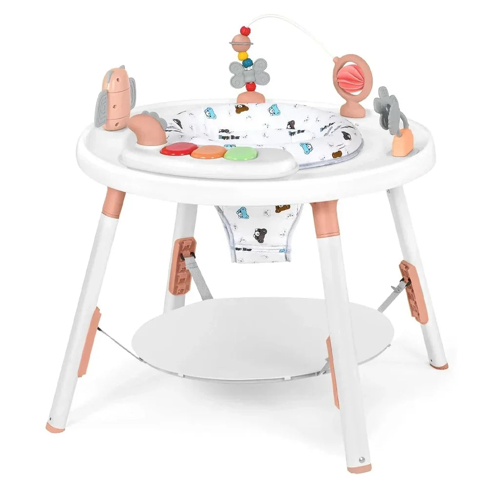 3-in-1 baby activity centre jumper and table with removable toys and 360° rotating seat