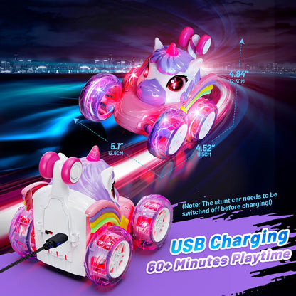 Transforming RC Stunt Drift Car with LED Lights – 2.4GHz Remote Control Toy for Kids