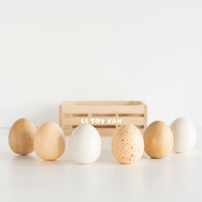 Le Toy Van Market Crate - Farm Eggs Half Dozen Crate
