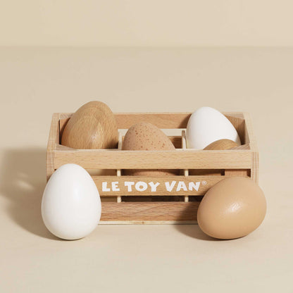Le Toy Van Market Crate - Farm Eggs Half Dozen Crate