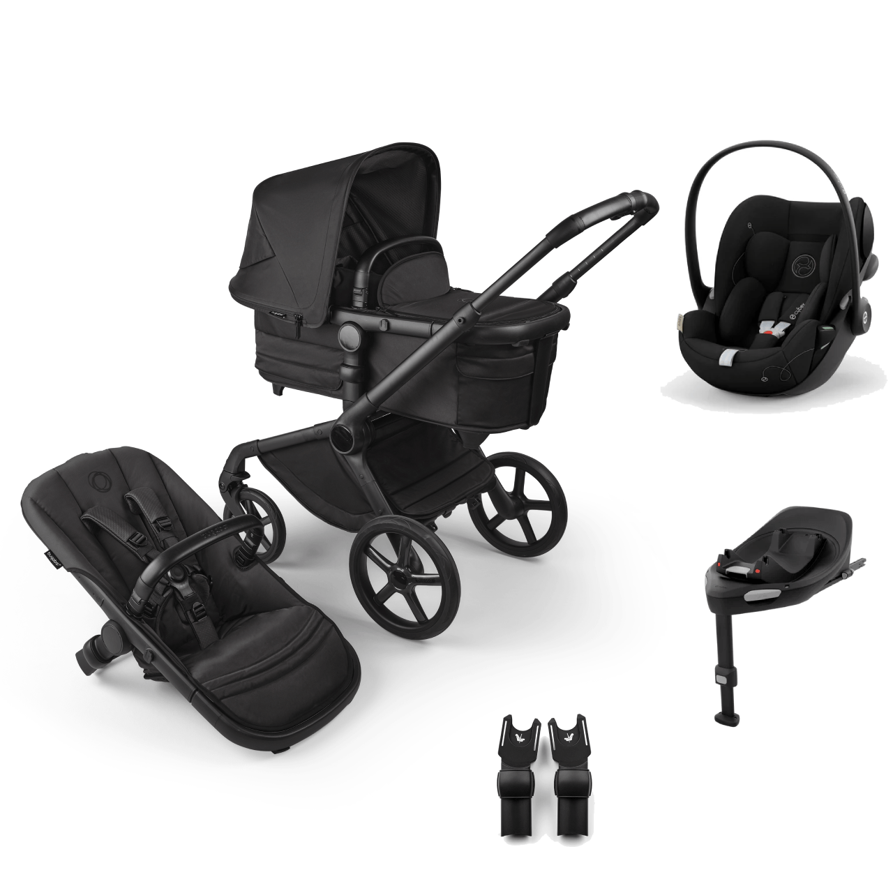 Bugaboo Fox 5 (Cloud G) Travel System, Noir Limited Edition - Black Moonlight