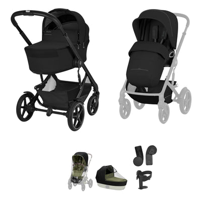 Cybex Talos S Lux & Fold Carrycot Accessory Bundle - Black/Moon Black (2026)