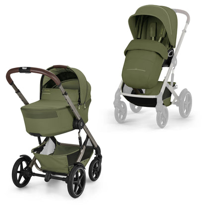 Cybex Talos S Lux with Fold Carrycot - Taupe/Moss Green (2026)