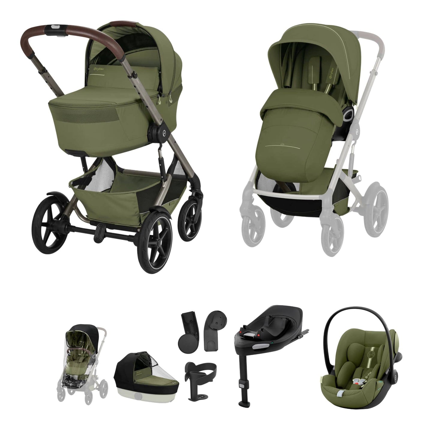Cybex Talos S Lux (Cloud G3 Plus) Ultimate Travel System - Taupe/Moss Green (2026)