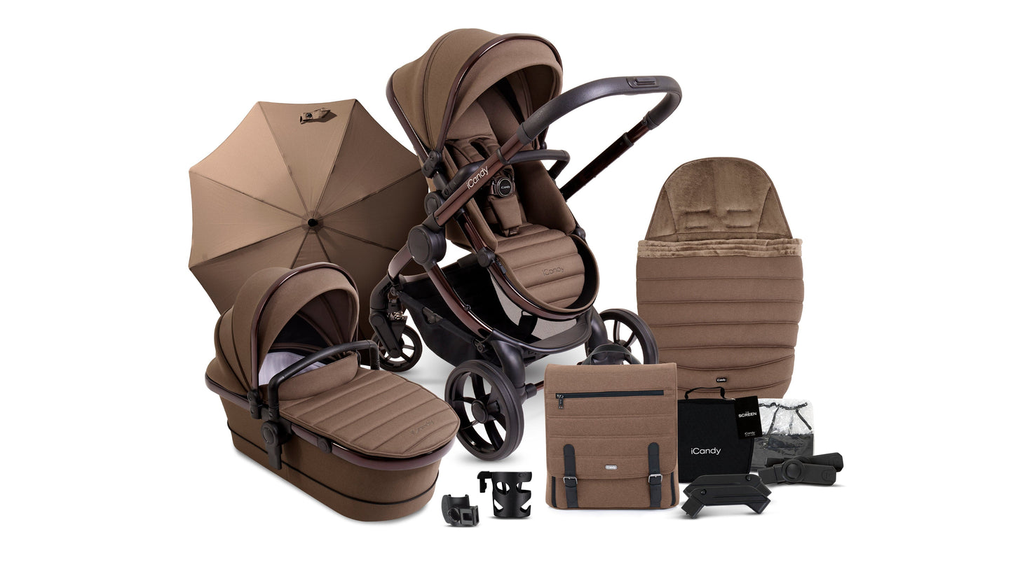 iCandy Peach 7 Cybex Cloud T Plus Complete Travel System Bundle - Coco/Cozy Beige