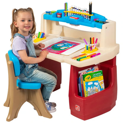 Step2 Art Activity Desk Deluxe Kids Art Table with Storage, Easel & Drawing Station