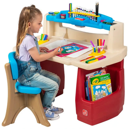 Step2 Art Activity Desk Deluxe Kids Art Table with Storage, Easel & Drawing Station