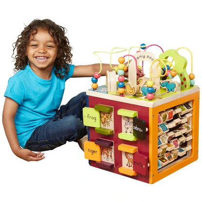 Toys Zany Zoo Wooden Activity Cube Assortment with Bead Maze, Shape Sorter & Learning Activities