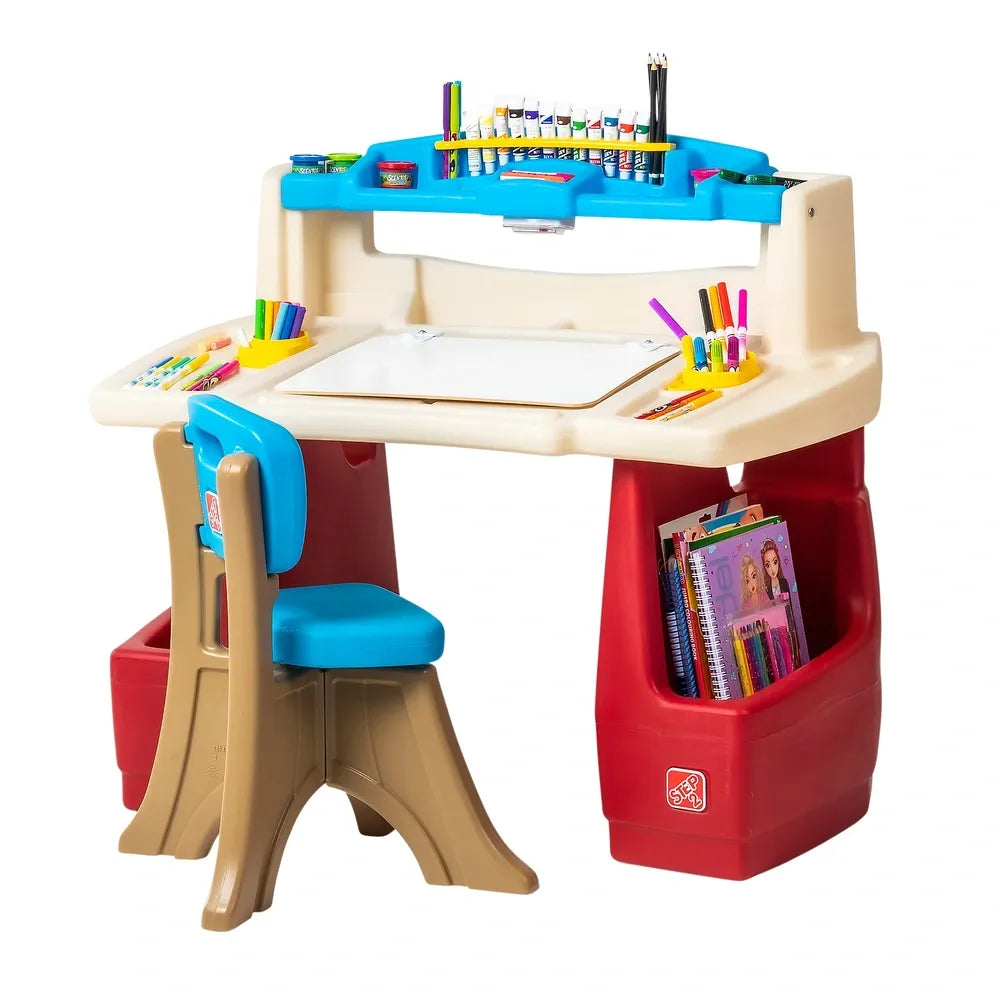 Step2 Art Activity Desk Deluxe Kids Art Table with Storage, Easel & Drawing Station