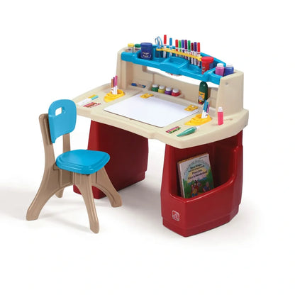Step2 Art Activity Desk Deluxe Kids Art Table with Storage, Easel & Drawing Station