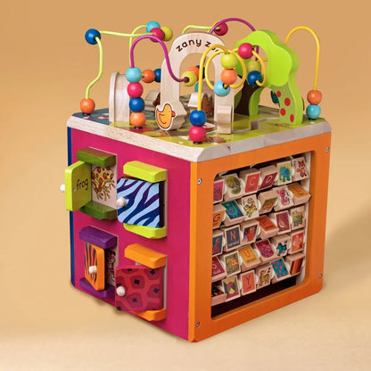 Toys Zany Zoo Wooden Activity Cube Assortment with Bead Maze, Shape Sorter & Learning Activities