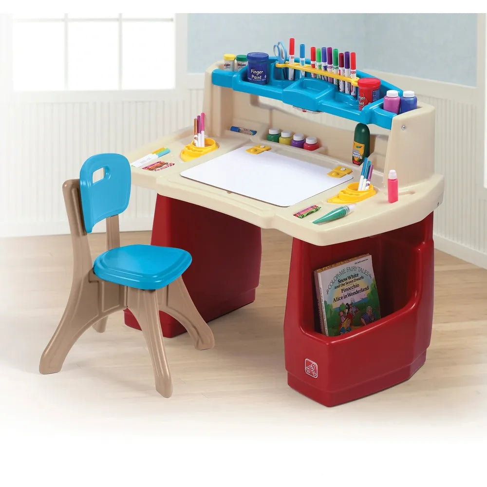 Step2 Art Activity Desk Deluxe Kids Art Table with Storage, Easel & Drawing Station