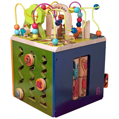 Toys Zany Zoo Wooden Activity Cube Assortment with Bead Maze, Shape Sorter & Learning Activities