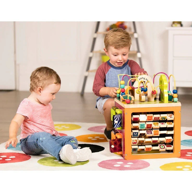 Toys Zany Zoo Wooden Activity Cube Assortment with Bead Maze, Shape Sorter & Learning Activities