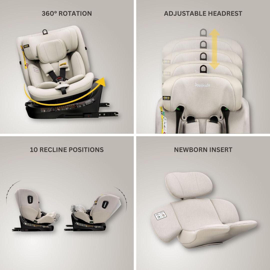 Jovikids Ranger TT i-Size 360 Rotating Car Seat - Milkstone