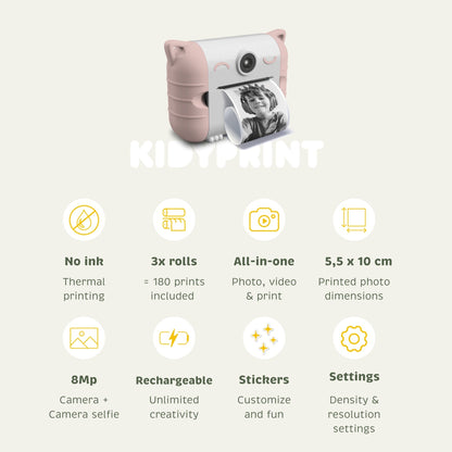 KIDYPRINT Instant Thermal Printing Camera Pink